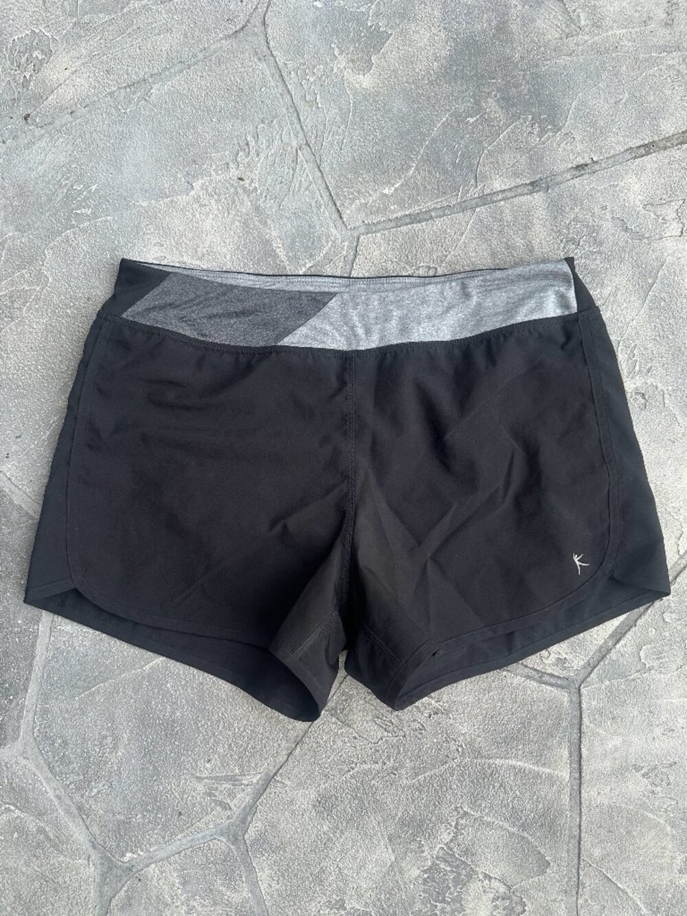 Danskin Black & Gray Lined Running Athletic Shorts - Youth XL / Women's XS/S